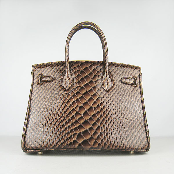 Replica Hermes Birkin 30CM Fish Veins Leather Bag Dark Coffee 6088 On Sale